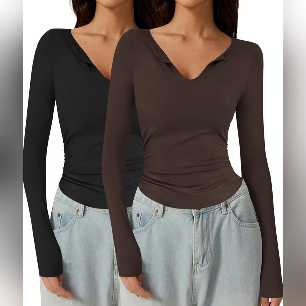 LUYAA Women's Long Sleeve Shirts V Neck